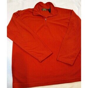 Rossignol Men's M Orange Waffle Knit Mock Neck 1/4 Zip Long Sleeve Sweatshirt